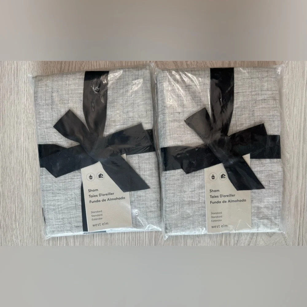 Gray European Flax Fiber Dyed Linen Sham Standard  Set of Two Brand New Unopened